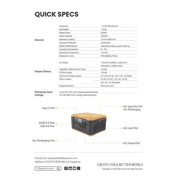 Mobilus elektros šaltinis POWERSEC 2000W PORTABLE POWER STATION